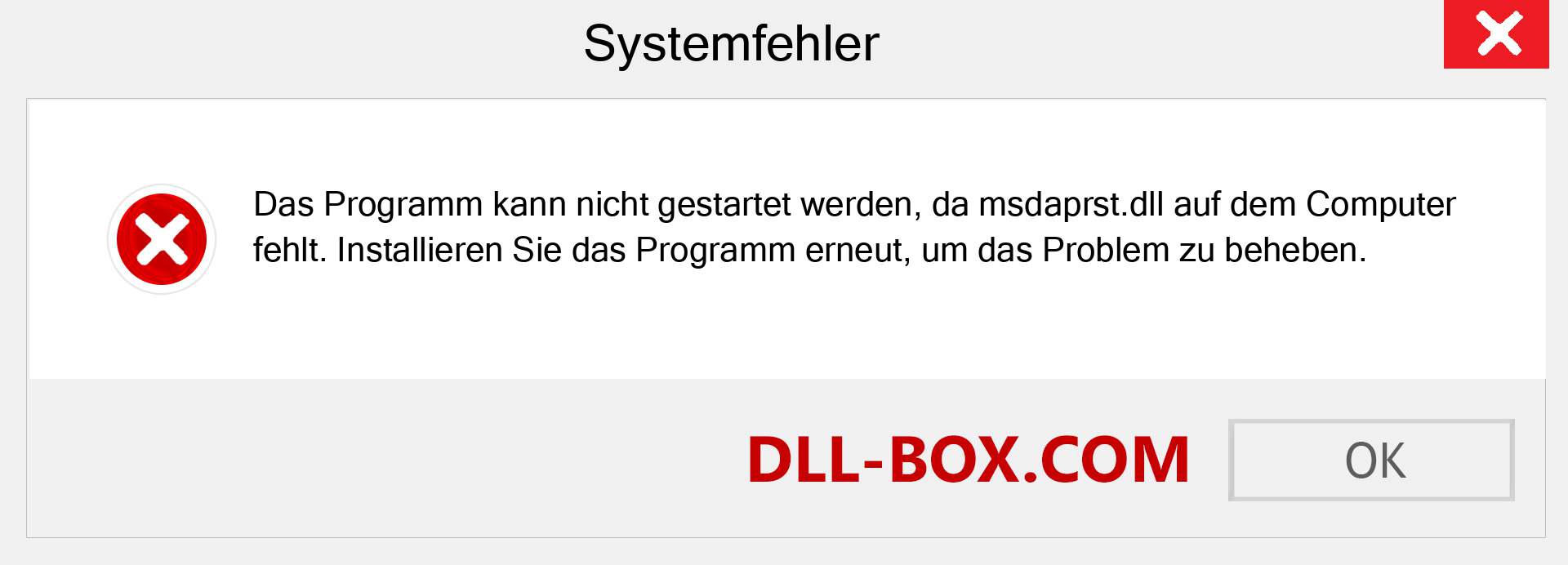 msdaprst.dll-Datei fehlt?. Download für Windows 7, 8, 10 - Fix msdaprst dll Missing Error unter Windows, Fotos, Bildern