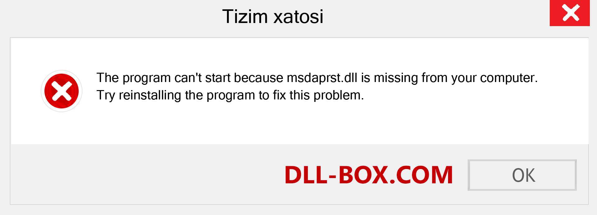 msdaprst.dll fayli yo'qolganmi?. Windows 7, 8, 10 uchun yuklab olish - Windowsda msdaprst dll etishmayotgan xatoni tuzating, rasmlar, rasmlar